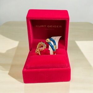 Kurt Geiger Gold and Blue Artistic Ring